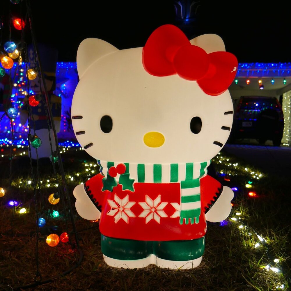 Hello Kitty Holiday Blow Mold Lights Up 26" LARGE VERSION Hard to Find NEW